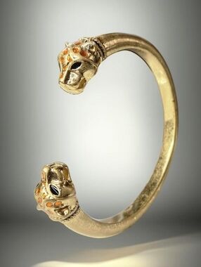18k Gold Plated Designer Enamel  Panther Leopard Head Bracelet